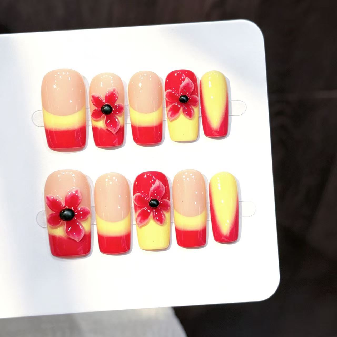 3D Printing Nails - 10pcs Handmade Summer Day False Nails