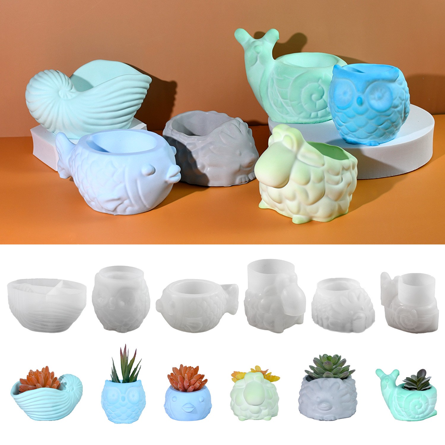 3D Animal Flower Pot Silicone  - 3D Printing Epoxy Resin avaliação e preço