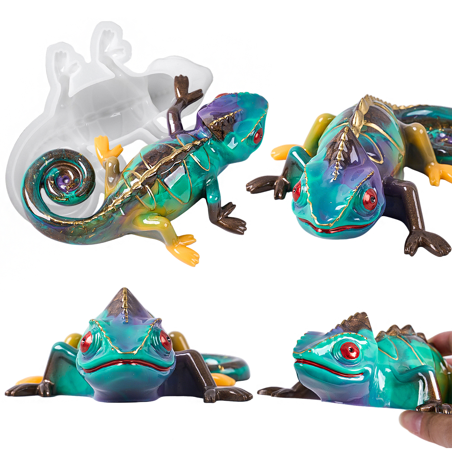 17cm 3D Chameleon Lizard Silic - 3D Printing Epoxy Resin avaliação e preço