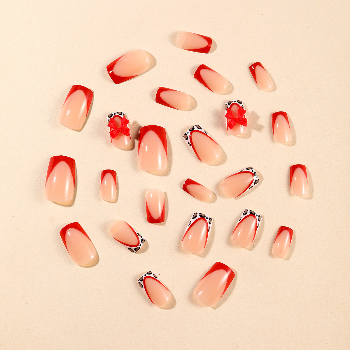 24pcs Red French Style Fake Na - 3D Printing Nails avaliação e preço