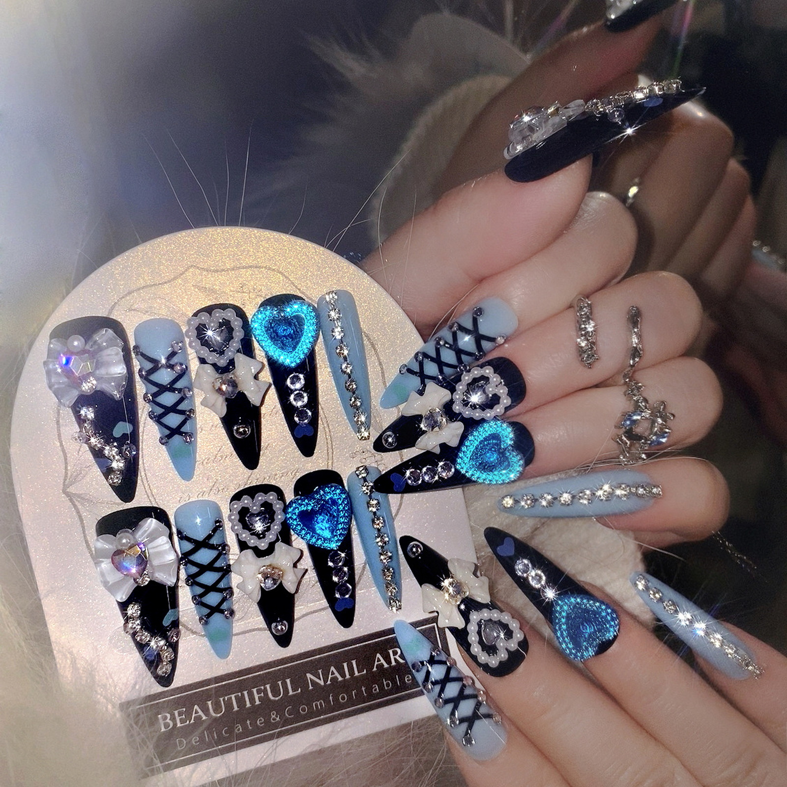 24pcs 3D Bow Decor False Nails - 3D Printing Nails avaliação e preço
