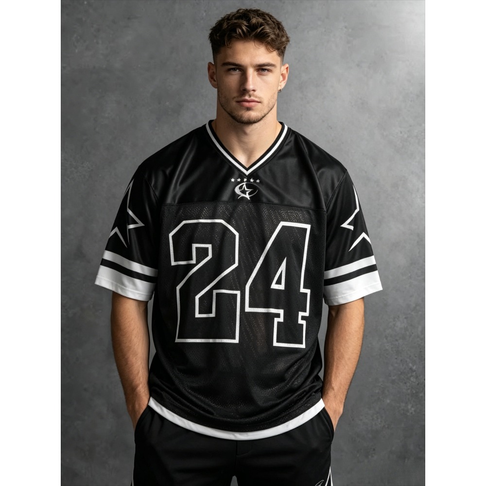 2026 Summer New Men's V-Neck T - 3D Printing Jersey avaliação e preço