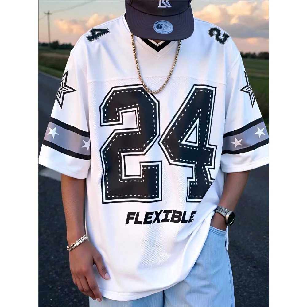 2026 Summer New Men's V-Neck T - 3D Printing Jersey avaliação e preço