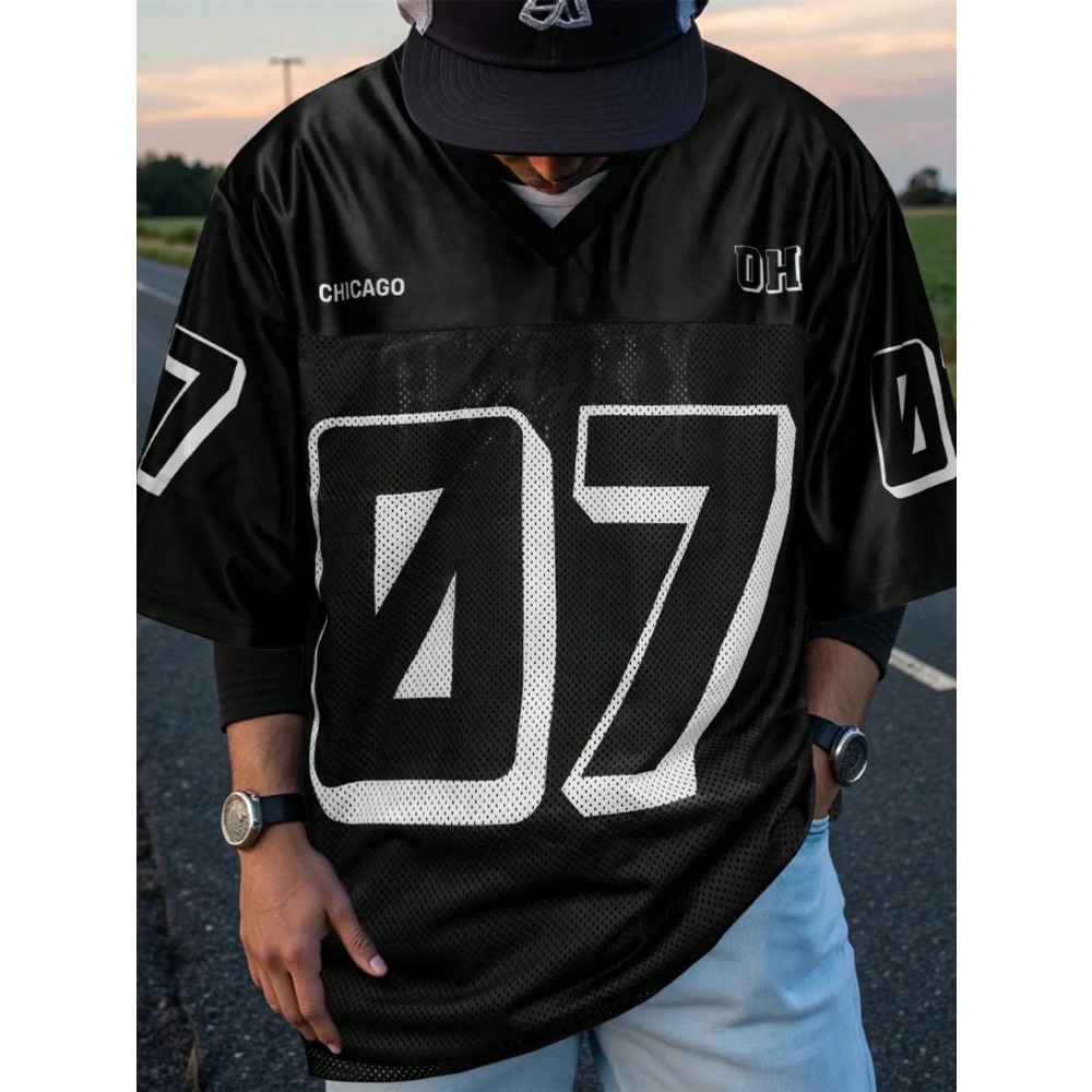 2026 Summer New Men's V-Neck T - 3D Printing Jersey avaliação e preço