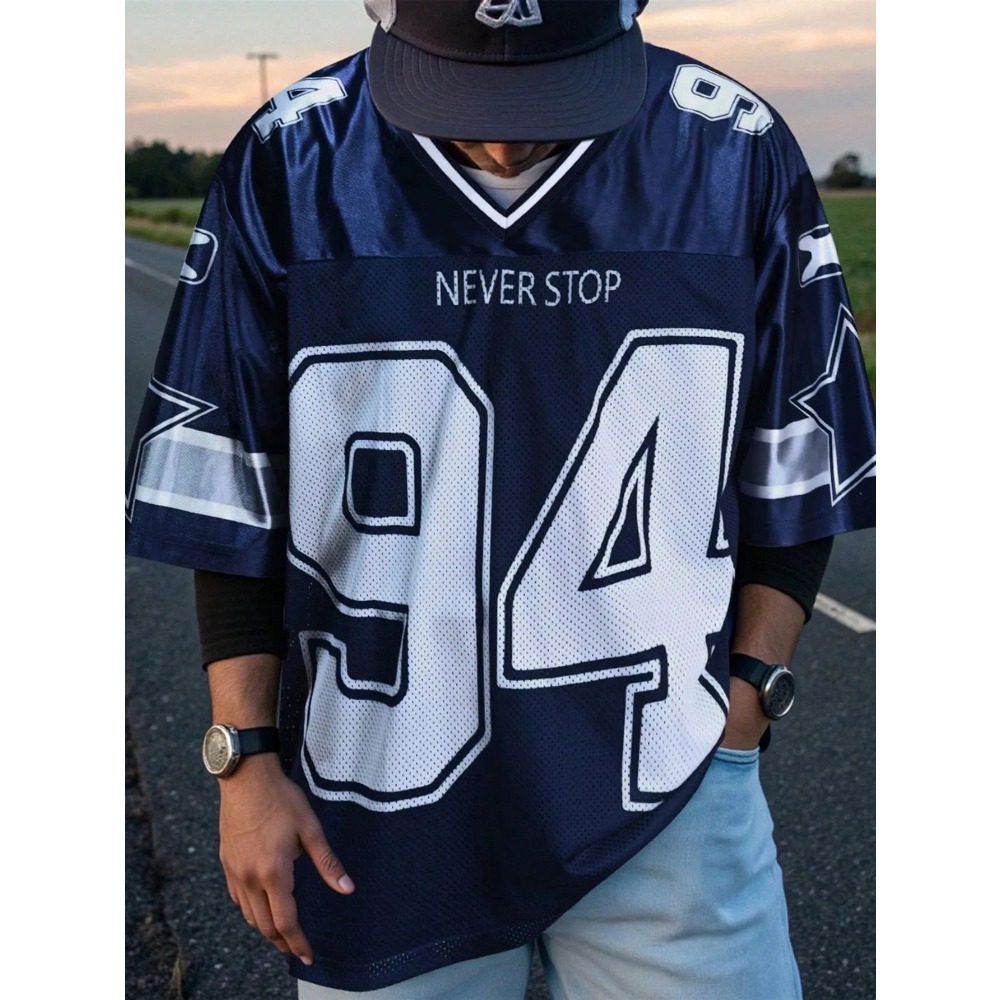 2026 Summer New Men's V-Neck T - 3D Printing Jersey avaliação e preço