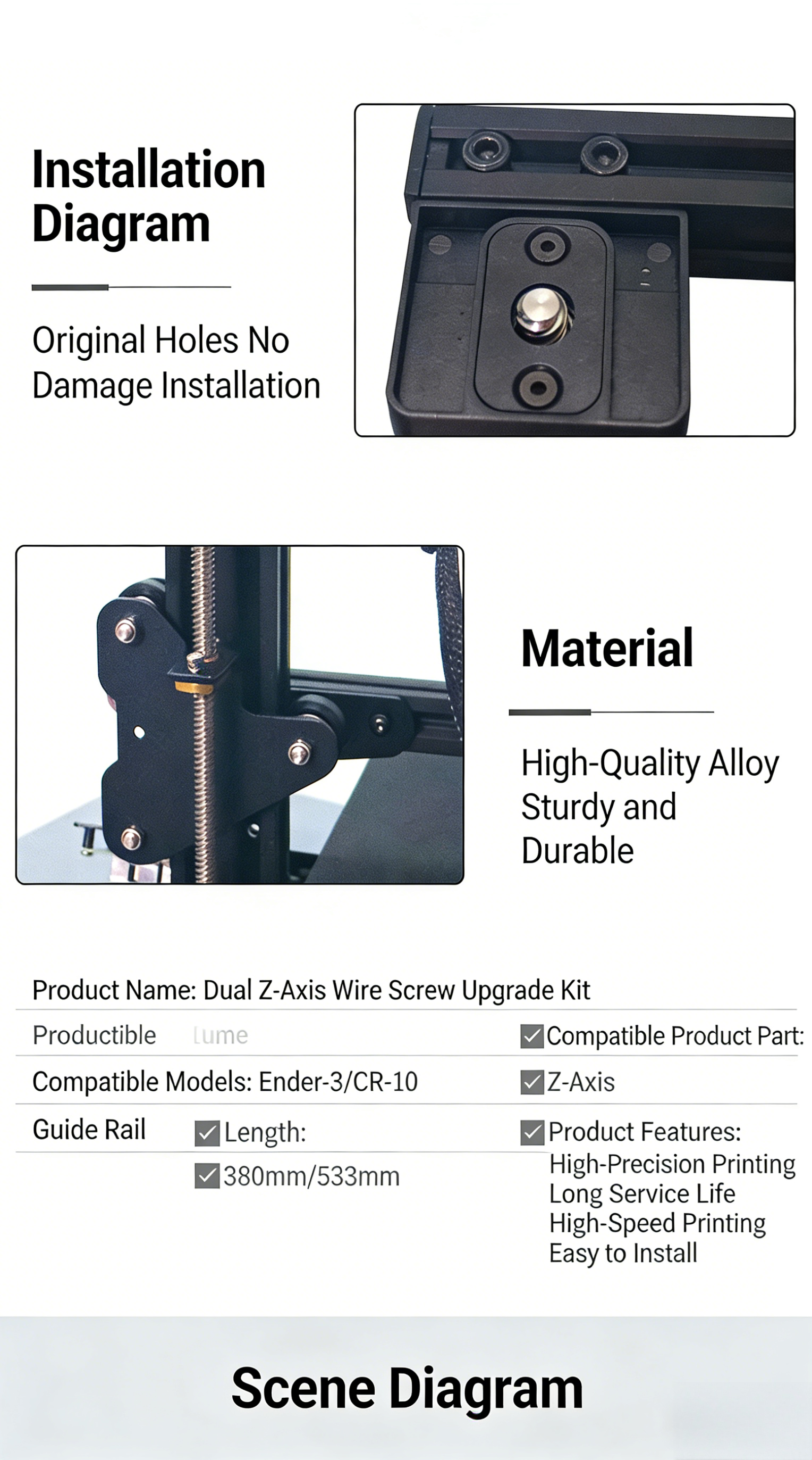 Dual Z-Axis Kit with Lead Scre - Ender 3 Upgrade Kit avaliação e preço