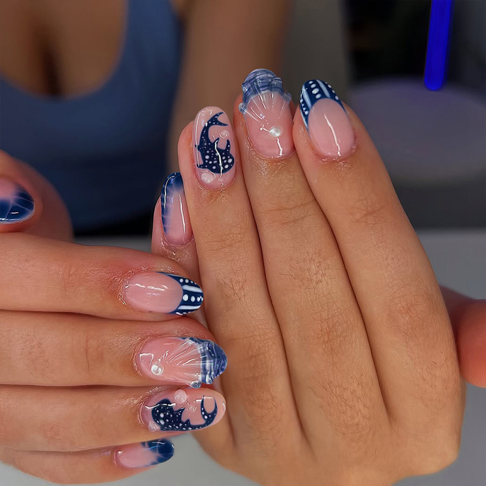 24pcs Almond 3d gel nails Whal - 3D Printing Nails avaliação e preço