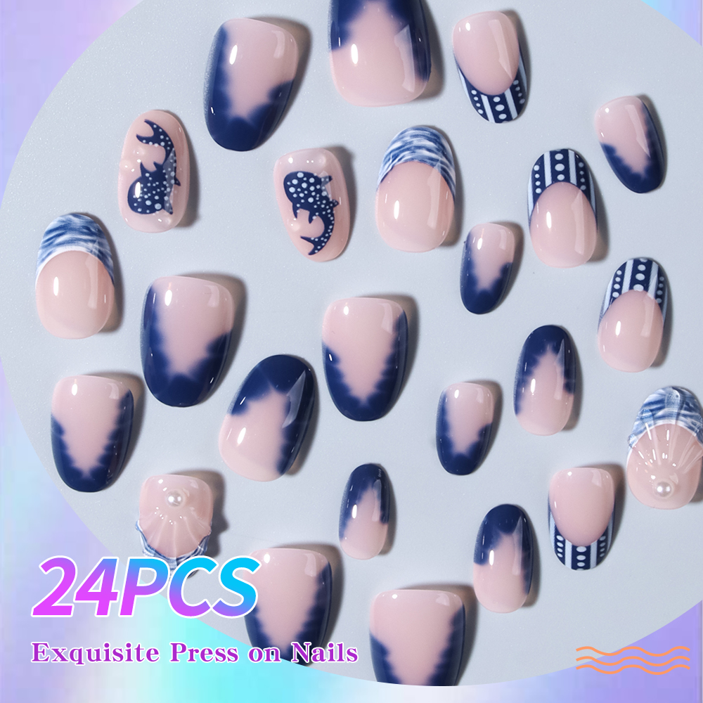 24pcs Almond 3d gel nails Whal - 3D Printing Nails avaliação e preço