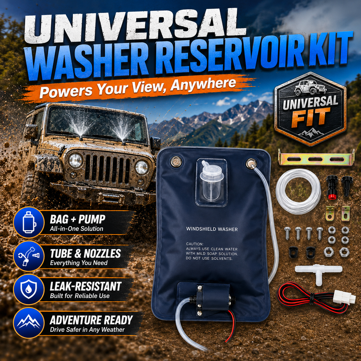 12V Universal Washer Reservoir - Nozzle Cleaning Kit avaliação e preço