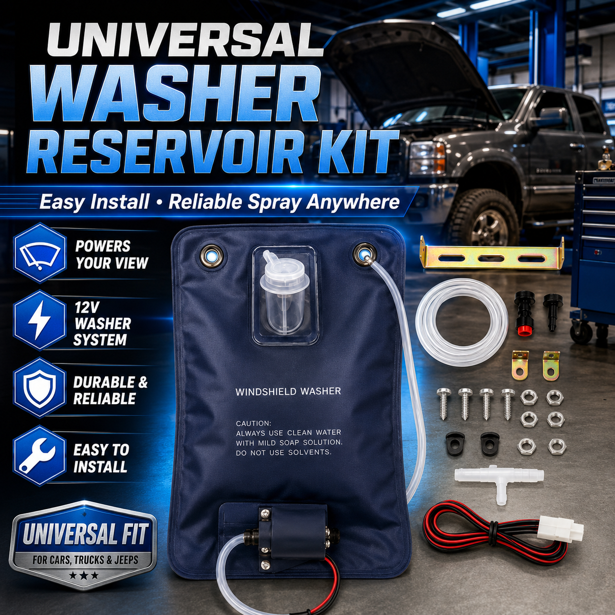 12V Universal Washer Reservoir - Nozzle Cleaning Kit avaliação e preço