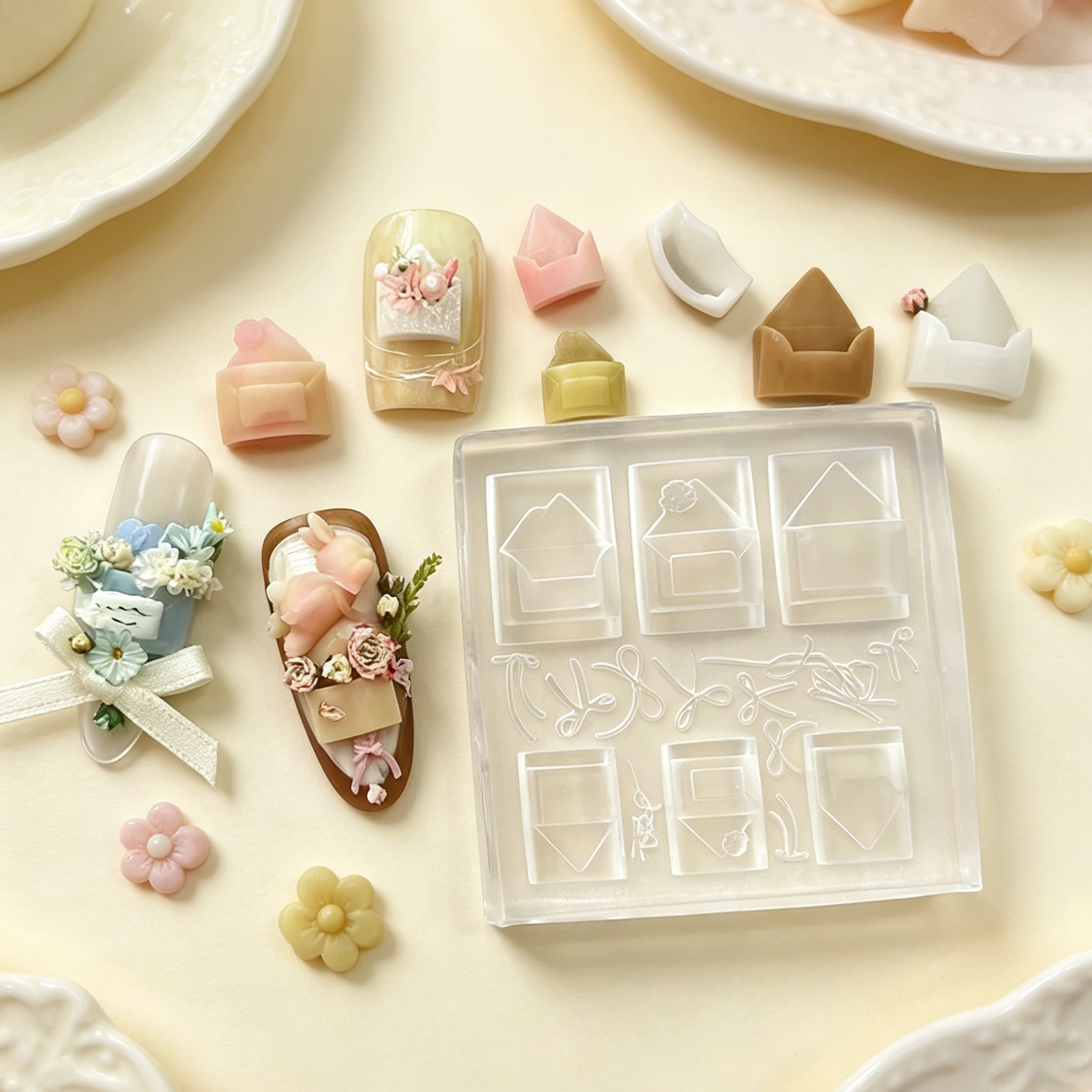 1Pcs 3D Silicone Nail Mold Bow - 3D Printing Nails avaliação e preço