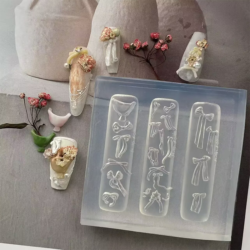 1Pcs 3D Silicone Nail Mold Bow - 3D Printing Nails avaliação e preço