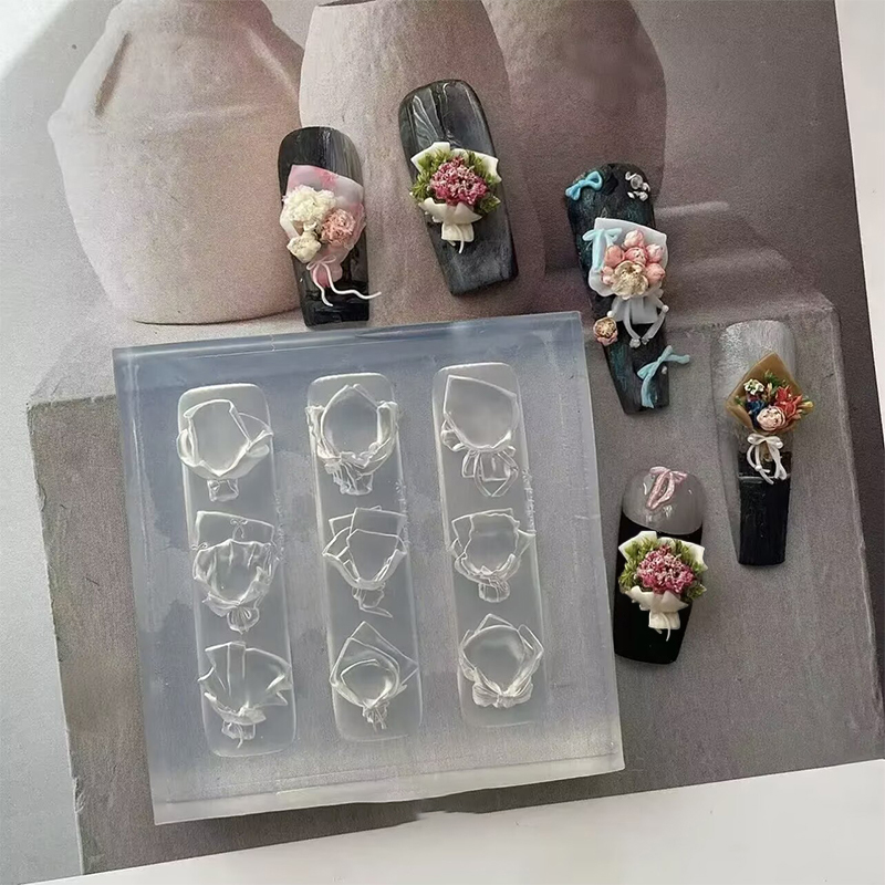 1Pcs 3D Silicone Nail Mold Bow - 3D Printing Nails avaliação e preço