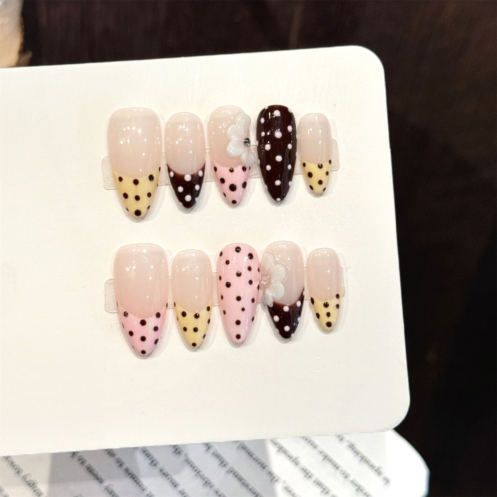 10pcs Handmade Wine Red French - 3D Printing Nails avaliação e preço
